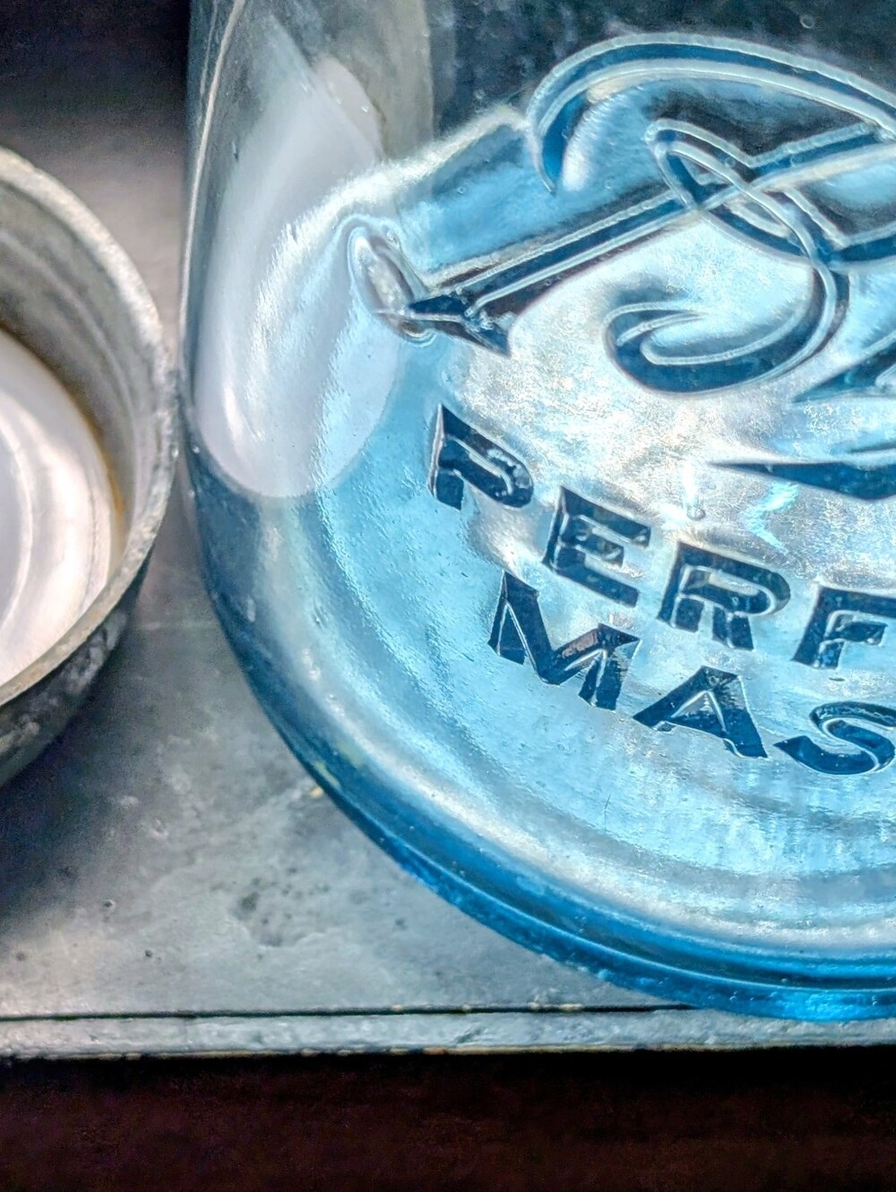 1913 Antique "Deep Blue Ball' Rare Charactor Jar- 'Perfect Mason'